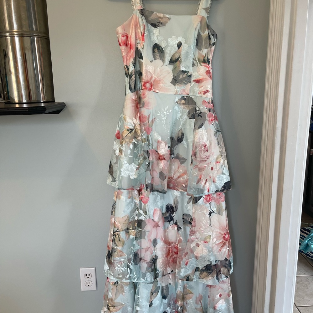 Adrianna Papell Floral Dress with Pink and Green Accents